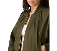 Steve Madden Women's Bray Crewneck Zip-Up Long-Sleeve Jacket