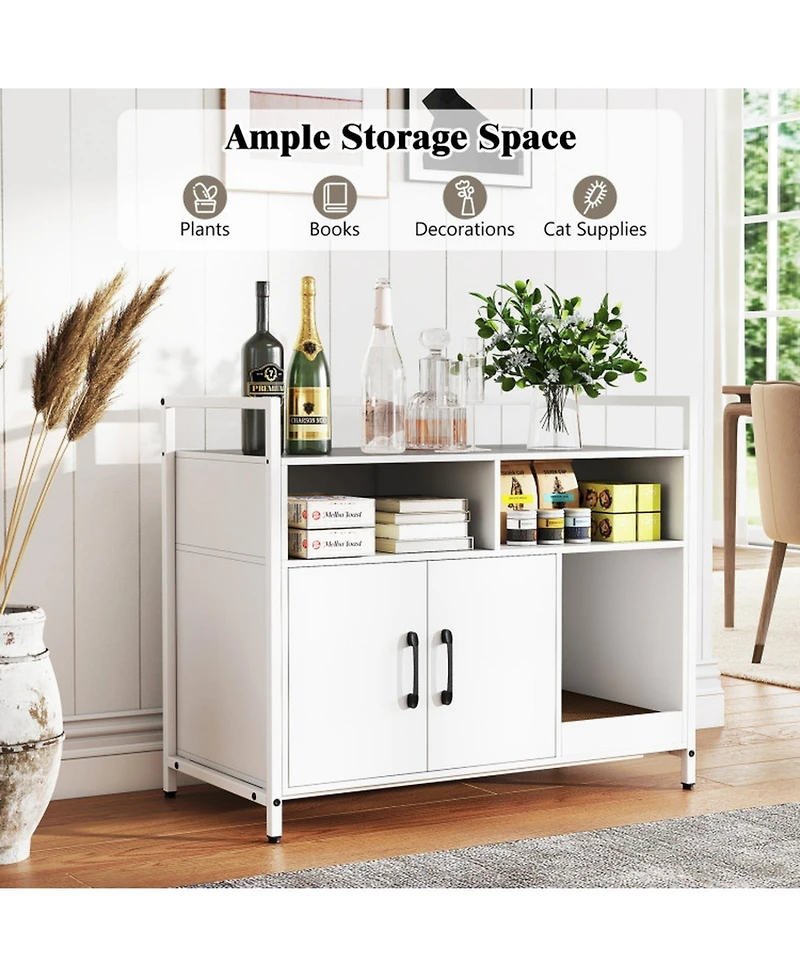 Sugift Hidden Cat Washroom with Double Doors and Scratch Cardboard