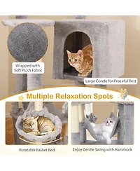 Sugift 69 in Multi-Level Cat Tree with Top Perch Cozy Condo and Hammock