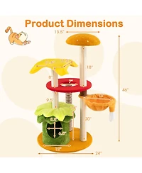 Sugift 46 in Tall Multi-Level Cat Tree with Padded Perch Hanging Basket Bed and Condo