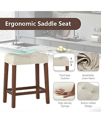 Sugift Set of 4 Upholstered Counter Height Bar Stools with Curved Saddle Seat
