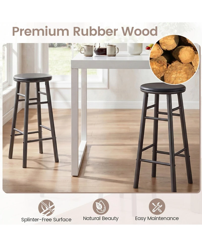 Sugift Set of 2 29 Inch Swivel Bar Stools with Footrests and Crossbars