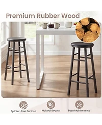 Sugift Set of 2 29 Inch Swivel Bar Stools with Footrests and Crossbars