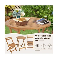 Boyel Living 3 Pieces Folding Patio Bistro Set with Slatted Tabletop