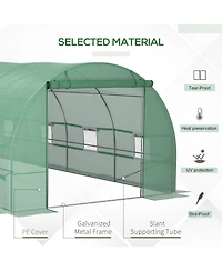 Outsunny Walk-In Tunnel house with 8 Windows & Roll Up Door,
