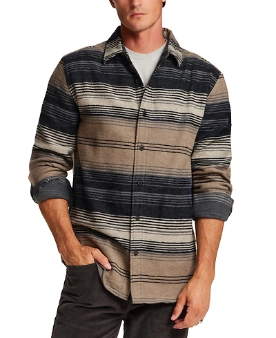 Weatherproof Vintage Men's Horizontal Stripe Brushed Twill Overshirt Jacket