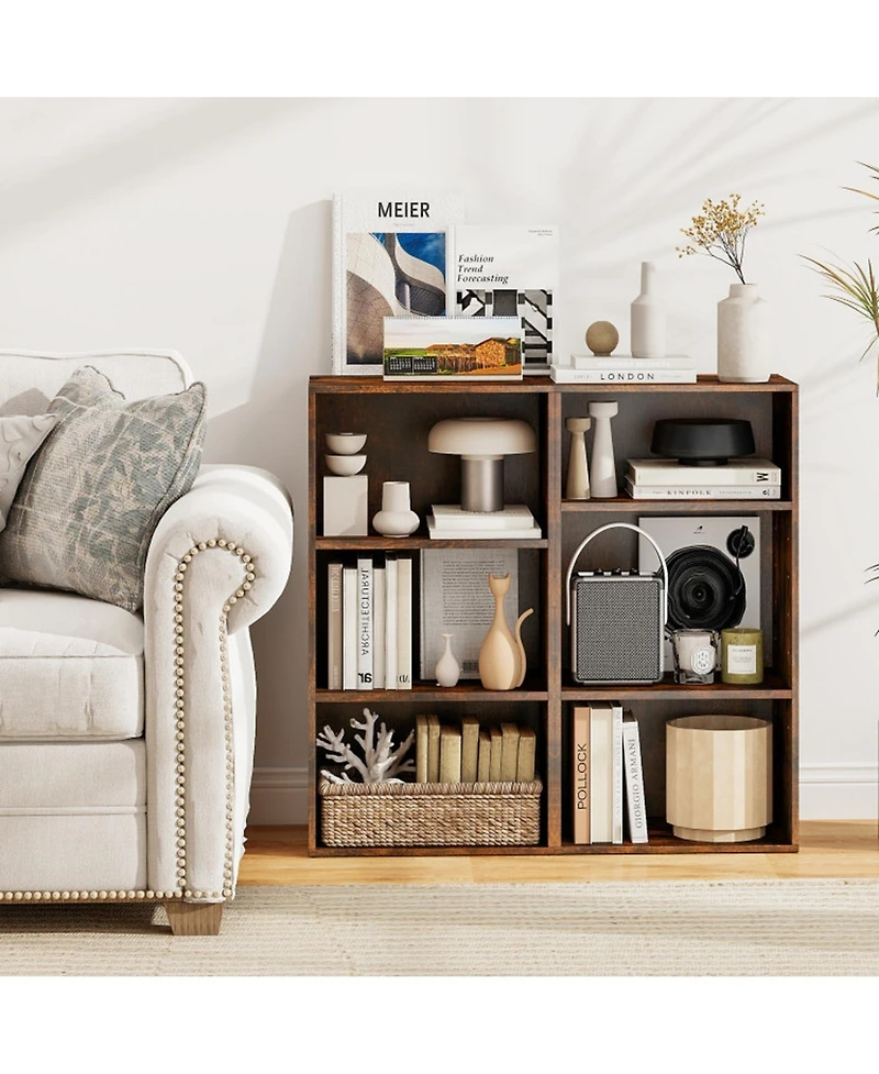Sugift Set of 2 3-Tier Cube Bookcases with Adjustable Shelves for Home Office