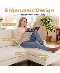 Sugift 101.5in x 49.5in x 28.5in U-Shaped Sectional Couch with Double Chaise for Living Room