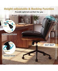 Sugift Armless Office Chair with Curved Backrest and Padded Wide 23in x 17.5 Inch Seat