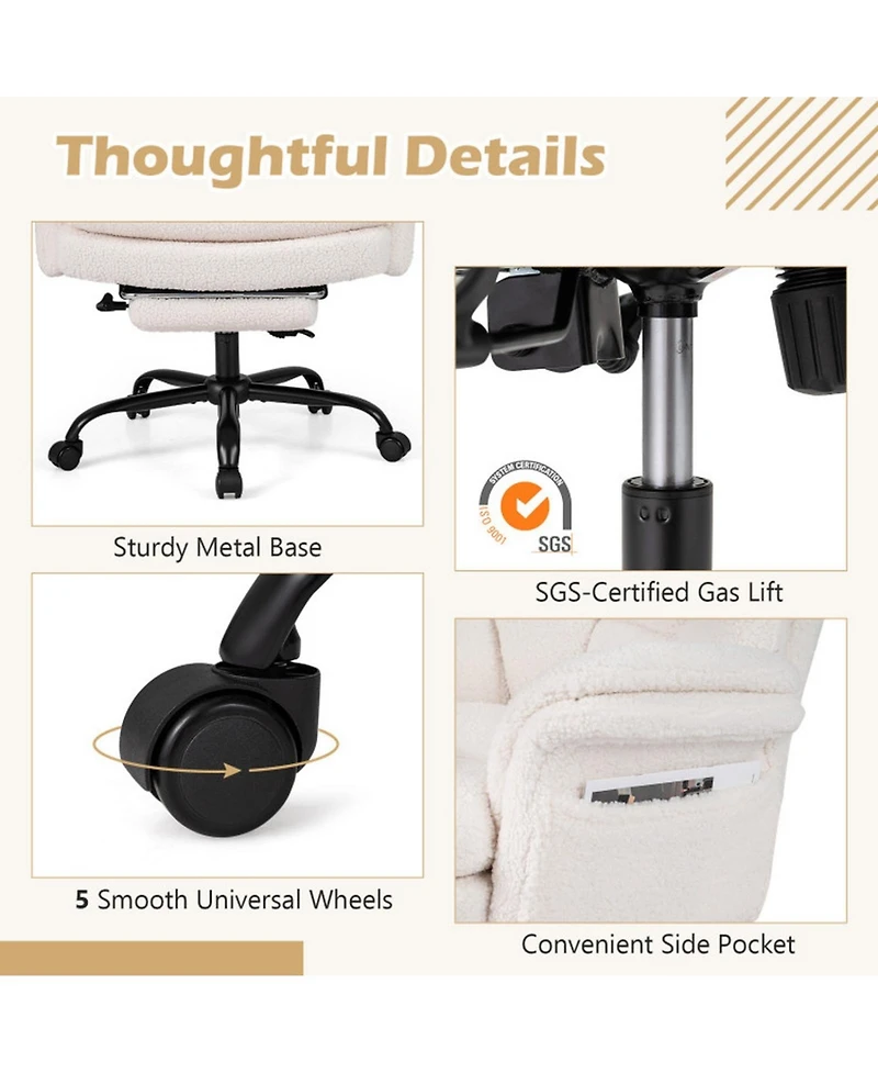 Sugift Ergonomic Cross Legged Big and Tall Executive Office Chair with Retractable Footrest