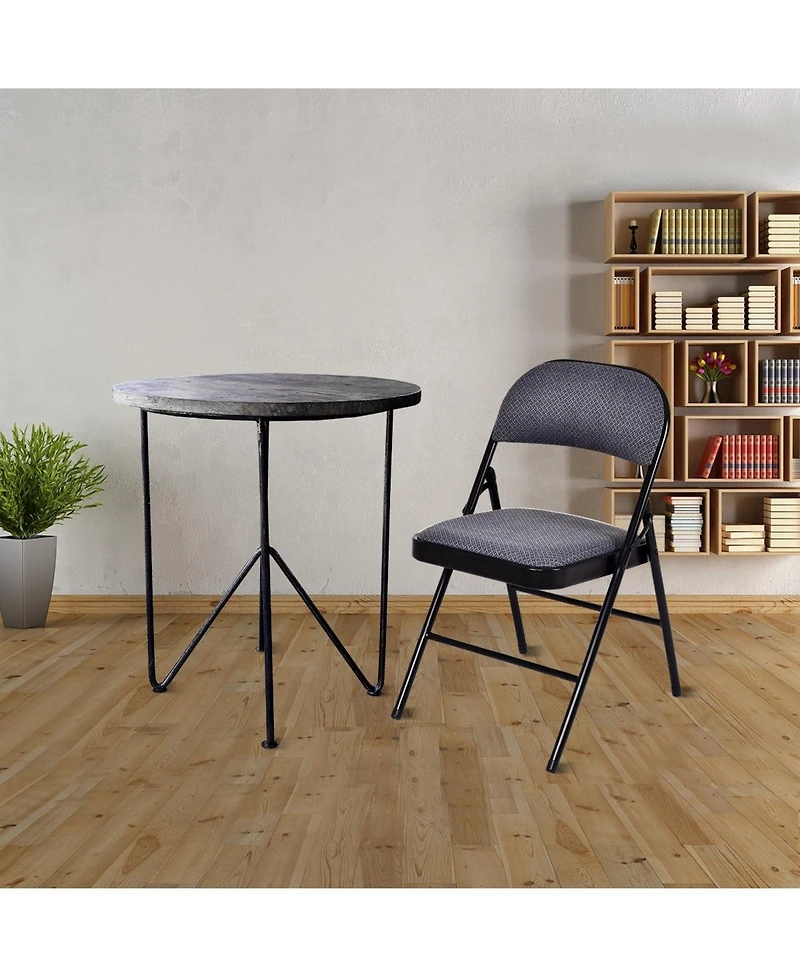 Sugift 4-Piece Fabric Upholstered Padded Seat Folding Chairs