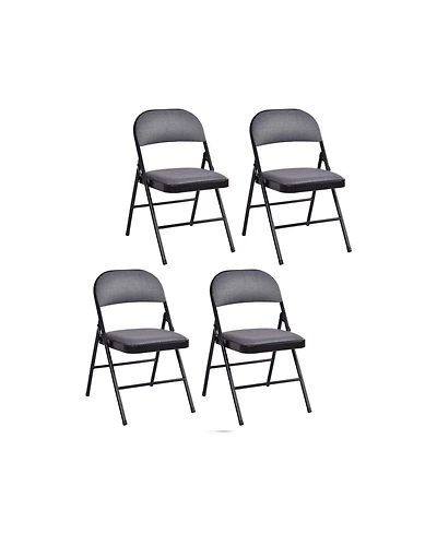 Sugift 4-Piece Fabric Upholstered Padded Seat Folding Chairs
