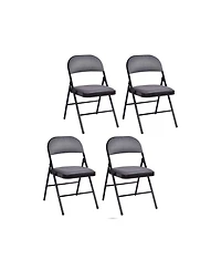 Sugift 4-Piece Fabric Upholstered Padded Seat Folding Chairs