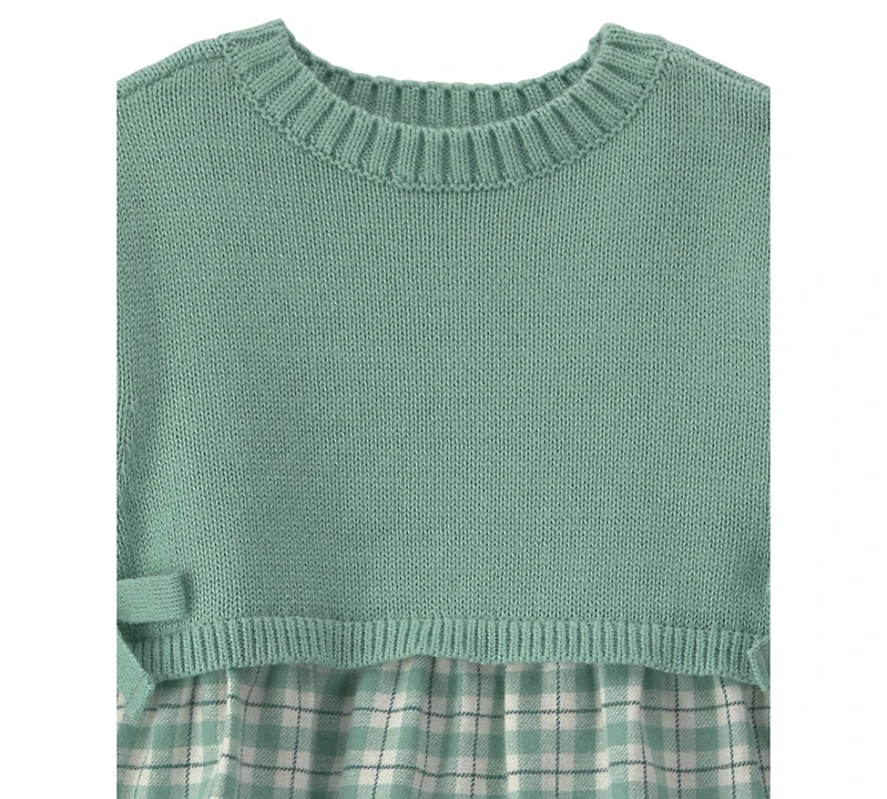 Carter's Baby Girls' Checkered Flannel Long-Sleeve Dress and Vest with Matching Bloomers