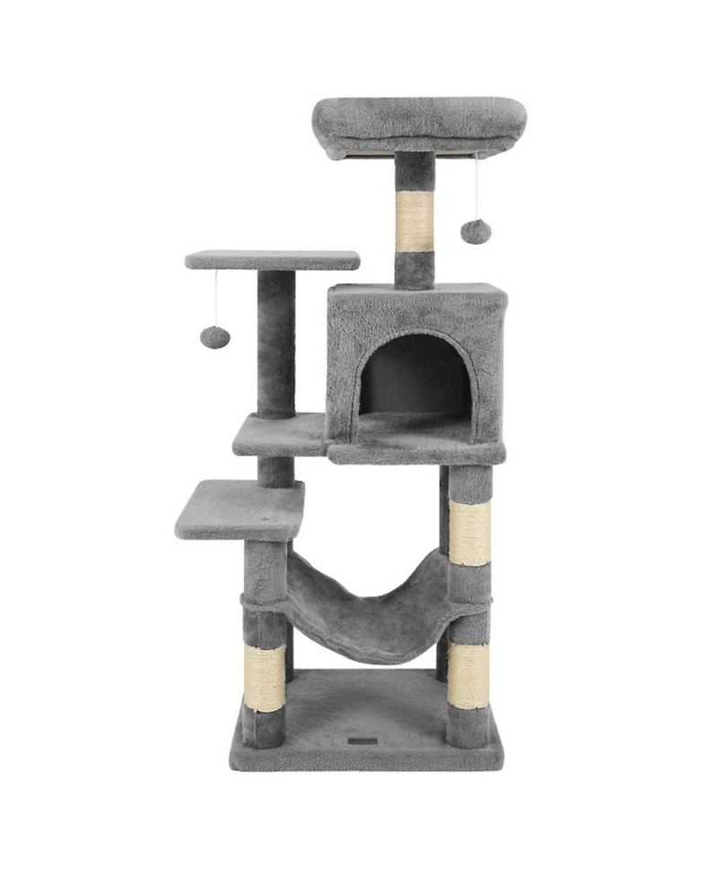 Sugift Multi-Level Cat Tower with 2-Door Condo Padded Top Perch and Hammock