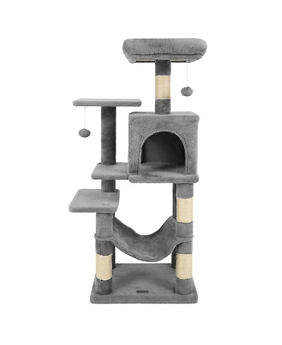 Sugift Multi-Level Cat Tower with 2-Door Condo Padded Top Perch and Hammock
