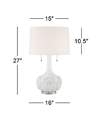 Possini Euro Design Natalia 27" Tall Modern Luxe Table Lamps Set of 2 Pull Chain Floral Ceramic Living Room Bedroom