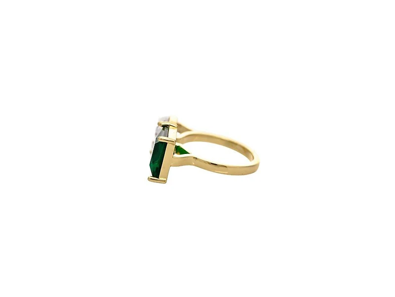 Rivka Friedman 18K Gold Plated Pear and Square Emerald Cz Moi et Toi Ring