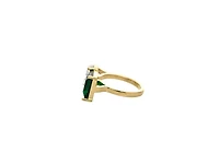 Rivka Friedman 18K Gold Plated Pear and Square Emerald Cz Moi et Toi Ring