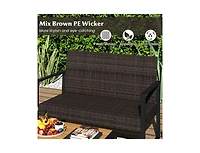 Boyel Living Patio Furniture Set Outdoor Rattan Conversation Set with Cushioned Chairs and Wood Plastic Coffee Table