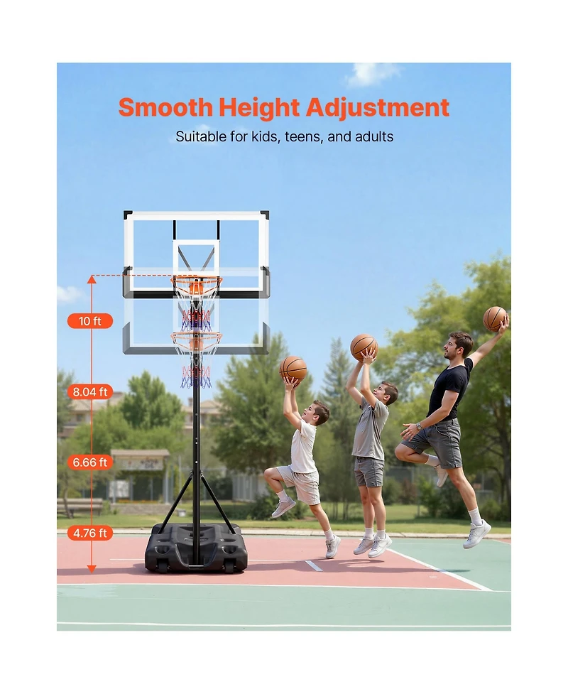 Hongge Portable Basketball Hoop System with 54 in Pc Backboard
