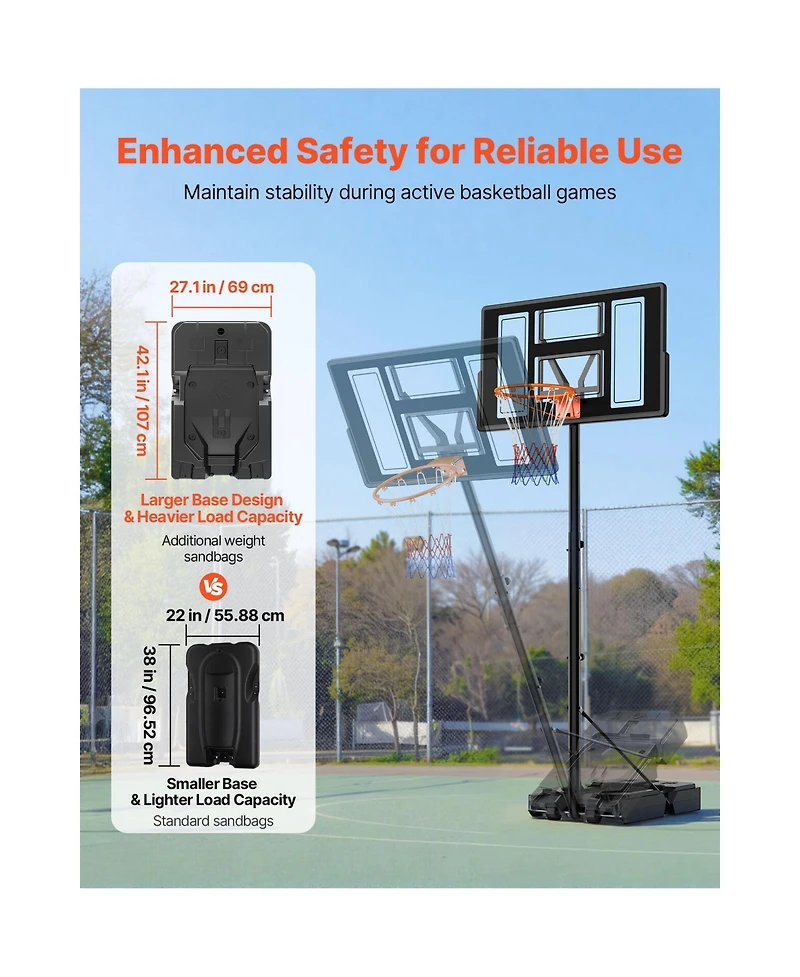 Hongge Height Adjustable Basketball Hoop System with 44 in Backboard