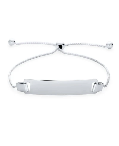 Bling Jewelry Blank Name Plated Identification Id Bolo Bracelet .925 Sterling Silver 6-7.5 inch Adjustable