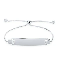 Bling Jewelry Blank Name Plated Identification Id Bolo Bracelet .925 Sterling Silver 6-7.5 inch Adjustable