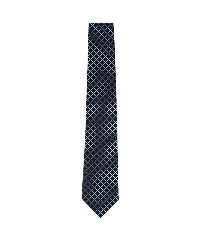 Trafalgar Men's Rowan Geometric Pattern Silk Necktie and Pocket Square Bundle