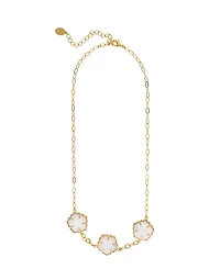 Rivka Friedman 18K Gold Plated Mother of Pearl Flower Station Necklace