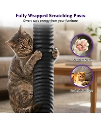 Sugift 51in Gothic Multi-Level Cat Tree with Spider Hanging Toy for Halloween