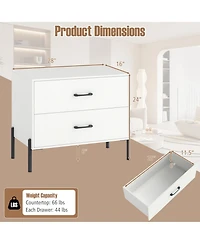 Sugift Set of 2 Modern Wooden Nightstands with 2 Drawers and Metal Legs