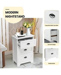 Sugift 3 Drawer Wood End Table Nightstand with Storage