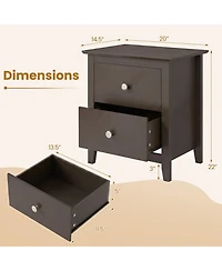 Sugift Modern 2-Drawer Nightstand for Small Spaces