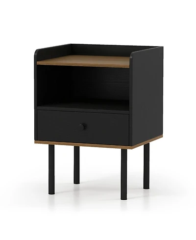 Sugift 3-Tier Nightstand with Drawer and Open Storage Shelf Sofa Side Table