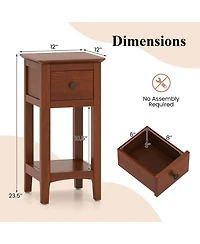 Sugift 3-Tier Nightstand with Drawer and Open Storage Shelf