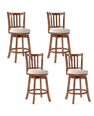 Sugift Set of 4 360degree(s) Rotating Counter Height Chairs with Backrest Upholstered Seat
