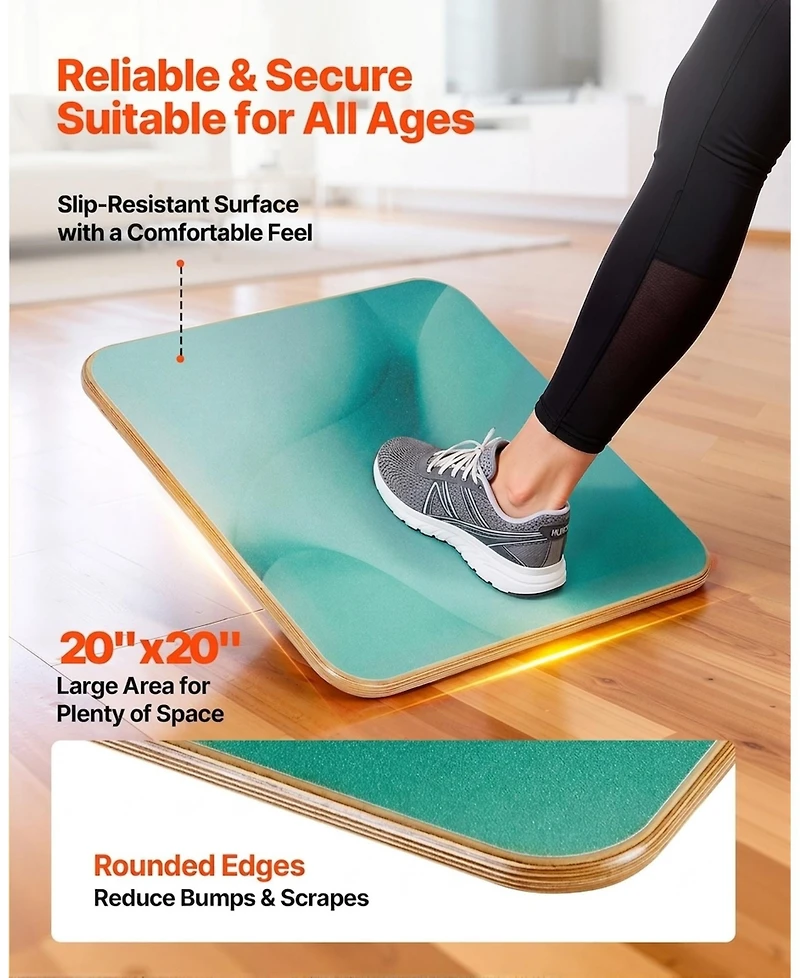 Hongge 20-Inch Rotating Wooden Balance Board for Core Training