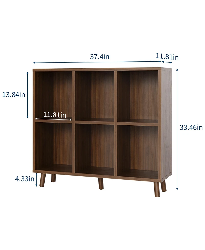 homfan Cube Bookshelf Organizer, Freestanding Open Bookcase with Leg Base, Modern Storage Shelf for Home Office Living Room Bedroom