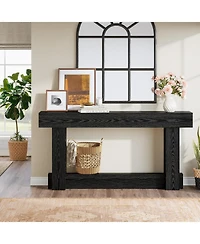 Tribesigns 160cm Narrow Console Table, Rustic Industrial Sofa Table with Wood Grain, for Behind Couch, Hallway, Entrance Hall, Easy Assembly