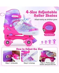 Sugift Kids Roller Skates for Toddlers Ages 7-9 with 4 Light Up Wheels