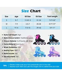 Sugift 4-Size Adjustable Light-Up Inline Skates for Toddlers Ages 5-7