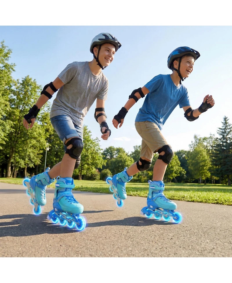 Sugift 4-Size Adjustable Light-Up Kids Inline Skates for Ages 9-14