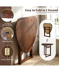 Sugift Foldable Triangular Dining Table for 2 with Solid Rubber Wood Legs
