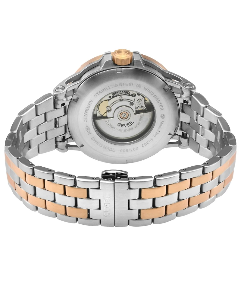 Gevril Men's Swiss Made Wind master Swiss Automatic Two tone Stainless Steel Bracelet Watch