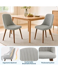 Gaomon Set of 2 Mid Century Modern Fabric Dining Chairs, High Back Upholstered Side Accent Chairs with Wood Legs for Kitchen Living Room Bedroom