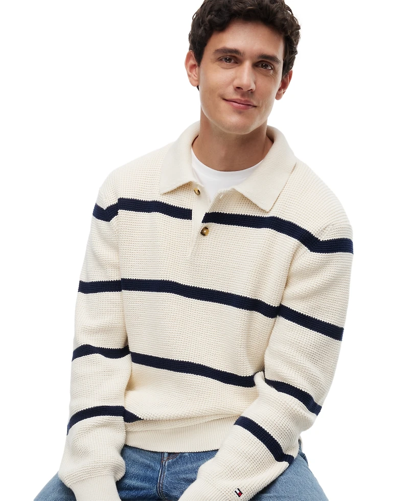 Tommy Hilfiger Men's Waffle Structure Rugby Sweater