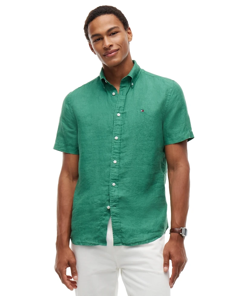 Tommy Hilfiger Men's Regular-Fit Linen Short-Sleeve Shirt