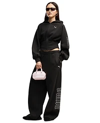 Puma Women's Street Glam Wide-Leg Slouchy Fleece Pants