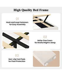 Sugift Twin Size Velvet Upholstered Platform Bed with Adjustable Channel Headboard
